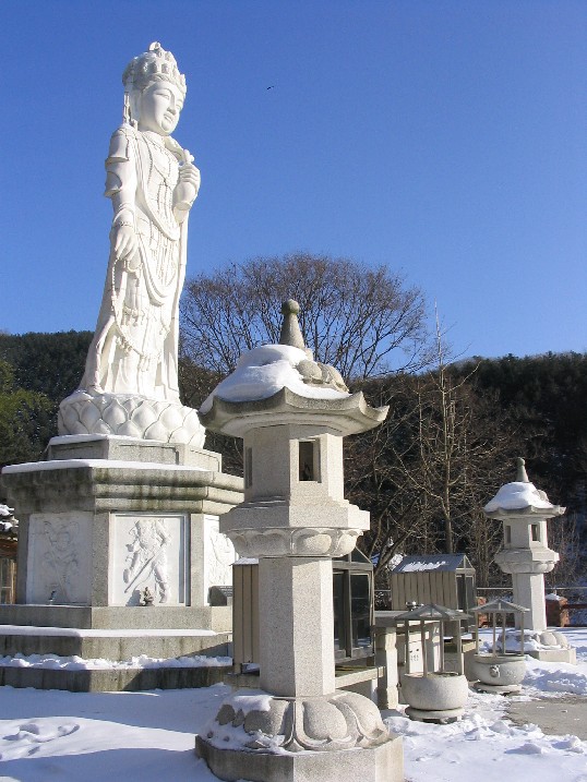Taken at the Buddhist temple on Gamaksan (Mt. Gamak) on a snowy, sunny day.