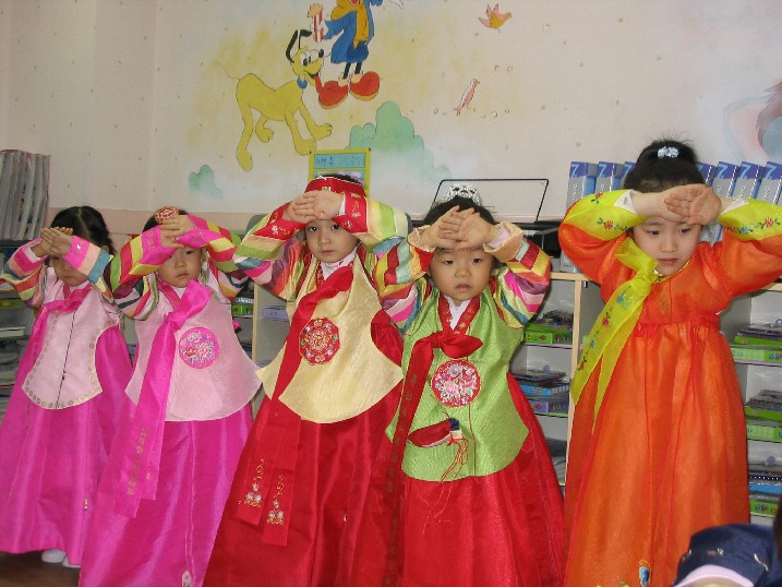From left to right we have Grace, Maria, Angela, Angelica and Monika in the middle of the 'bowing sequence'